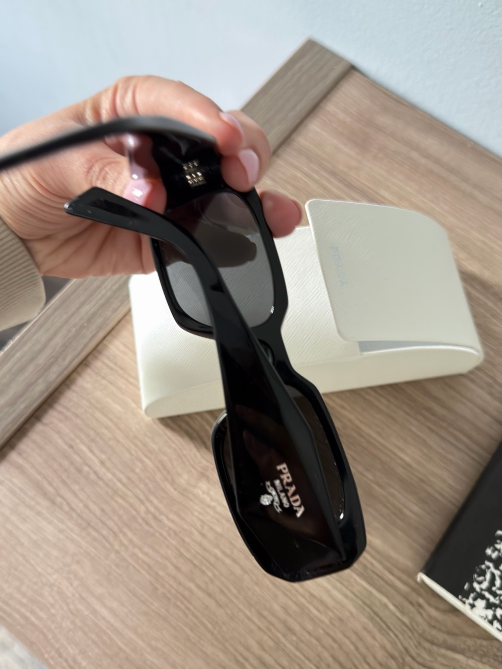 Prada Black Runway 49mm Rectangular Sunglasses AUTHENTIC - Picture 3 of 6